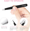 FACEMADE 4 Pcs Tweezers Set, Stainless Steel Hair Removal Makeup Tool, Gift, Black